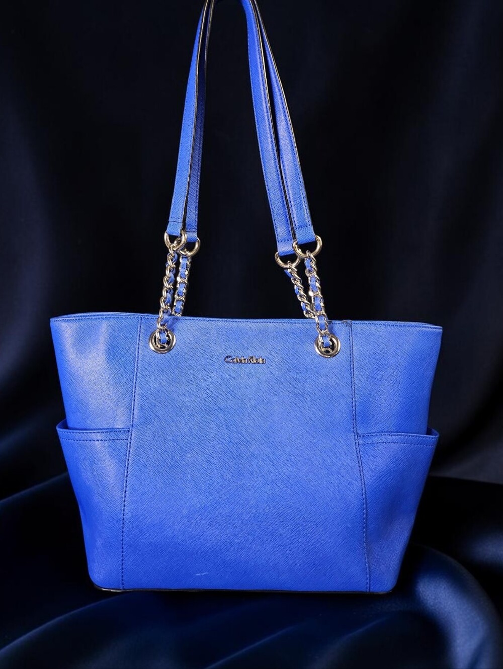 Calvin Klein Hayden Saffiano Leather Tote with Chain & Leather Straps